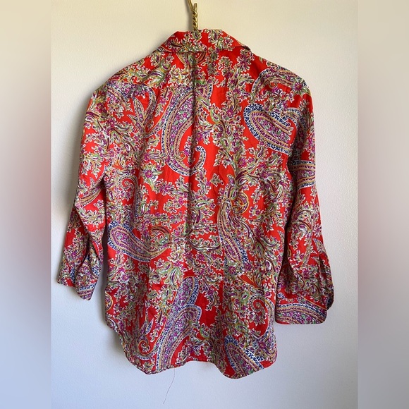 Ralph Lauren Women's printed blouse with 3/4 sleeves and button-down collar sz S - Picture 2 of 9